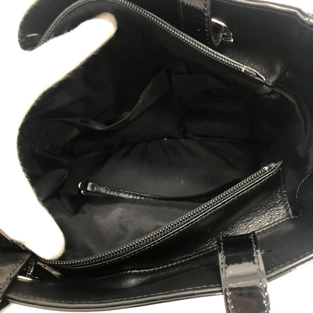 CHANEL Black Leather Logo Tote Bag